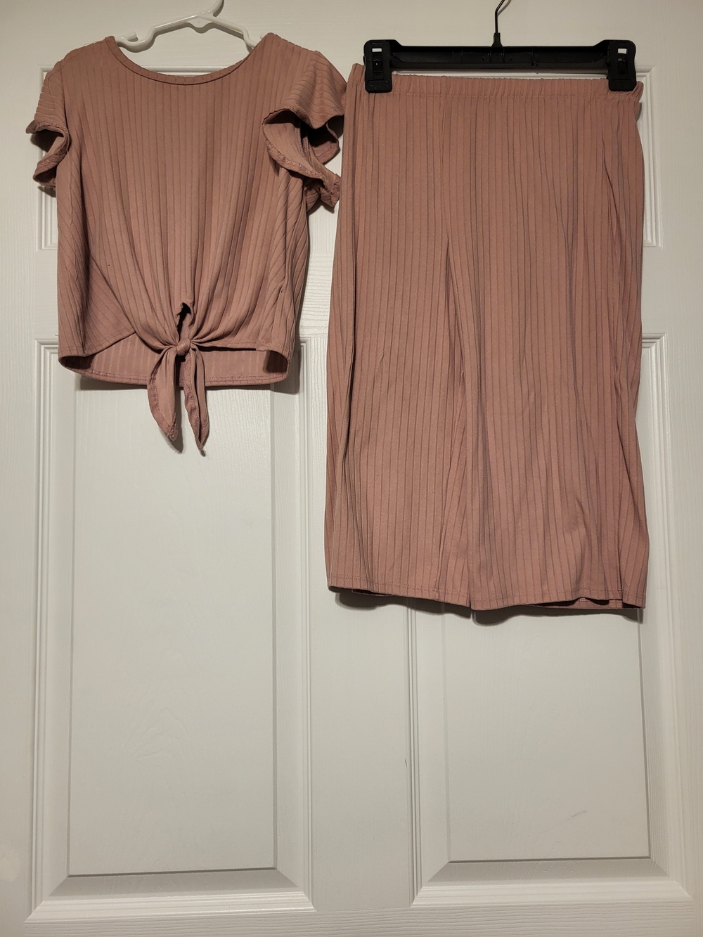 Love Squared Girls Ribbed 2-Piece Culotte Pant Set